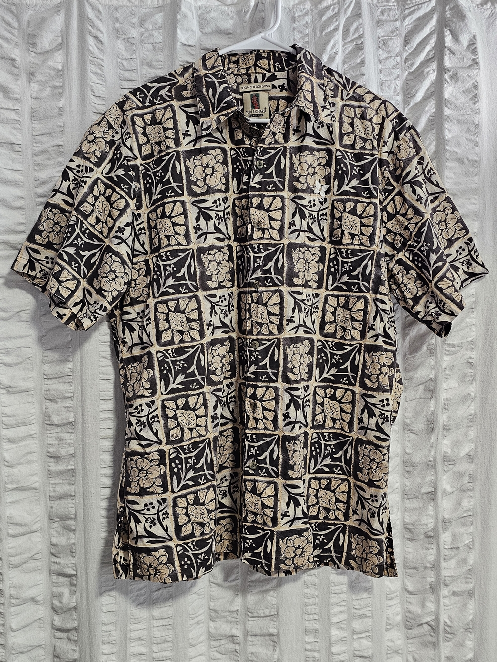 Vintage Tori Richard Hawaiian Floral Button Up Shirt Cotton Tile Camp Shirt